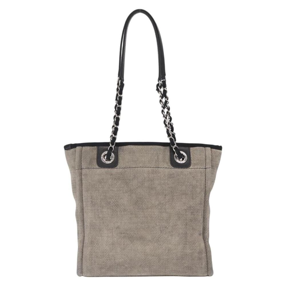 Chanel Canvas Deauville Line Chain Tote Bag Gray